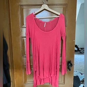 Free People waffle knit thermal top on coral